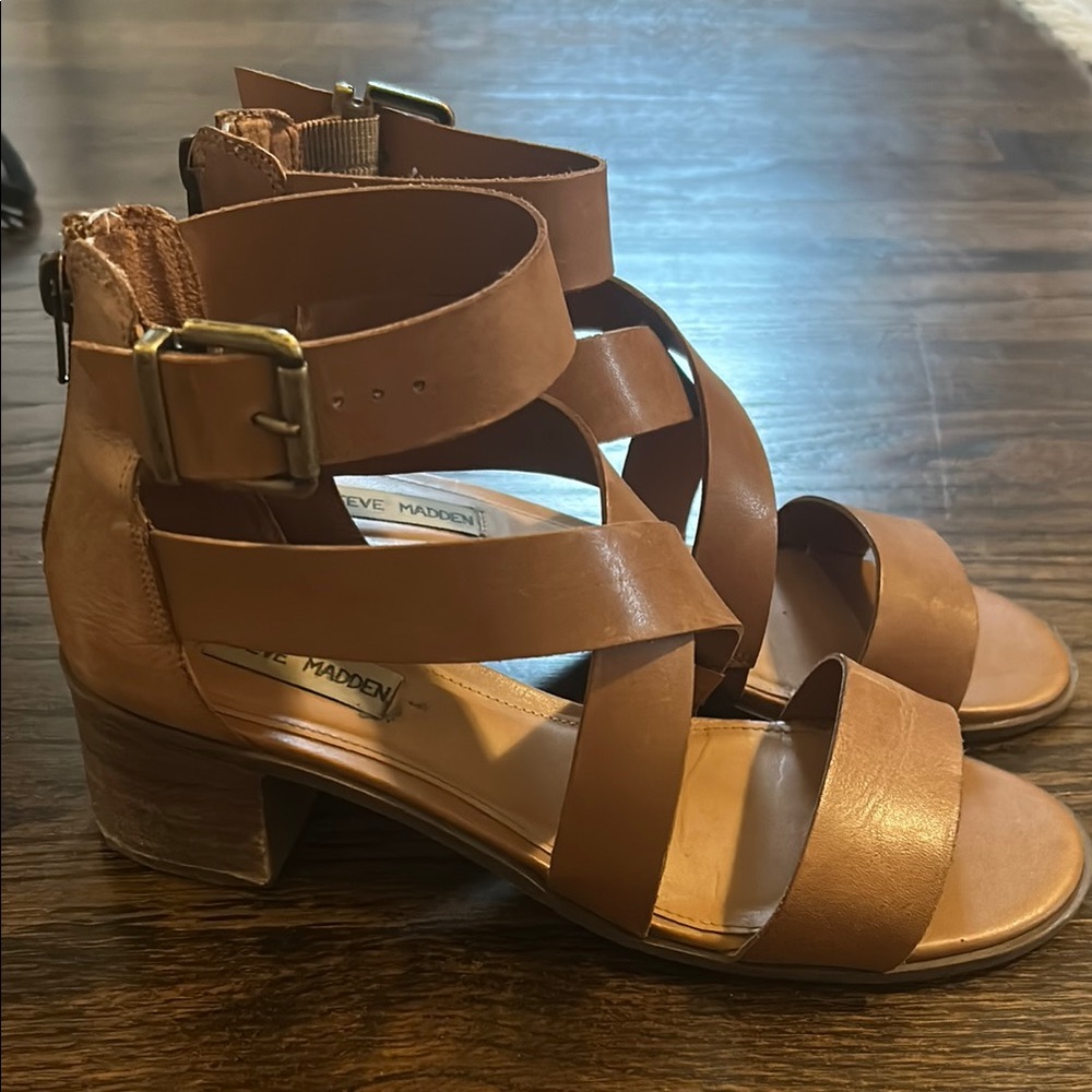 Steve Madden Tan Heeled Sandals size 8.5